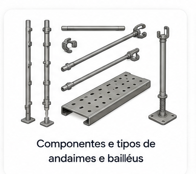 Componentes e tipos de andaimes e bailéus