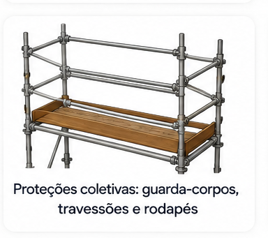 Proteções coletivas guarda-corpos travessões e rodapés