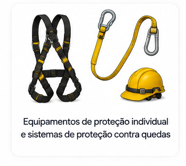 Equipamentos de proteção individual e sistemas de proteção contra quedas